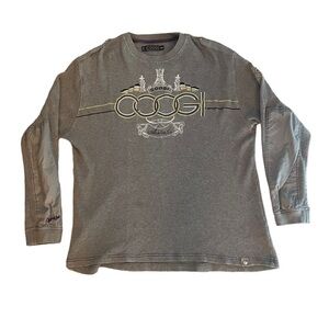 COOGI Men's Size XXL 3XL Long Sleeve Gray Spell Out Thermal Pullover Shirt